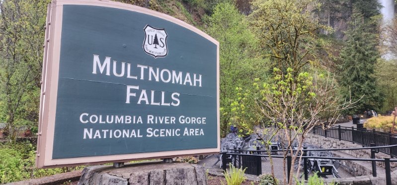 The Multnomah Falls Sign in Oregon