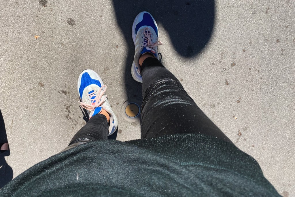 A closer look at my clothes, which are dripping wet from the ride